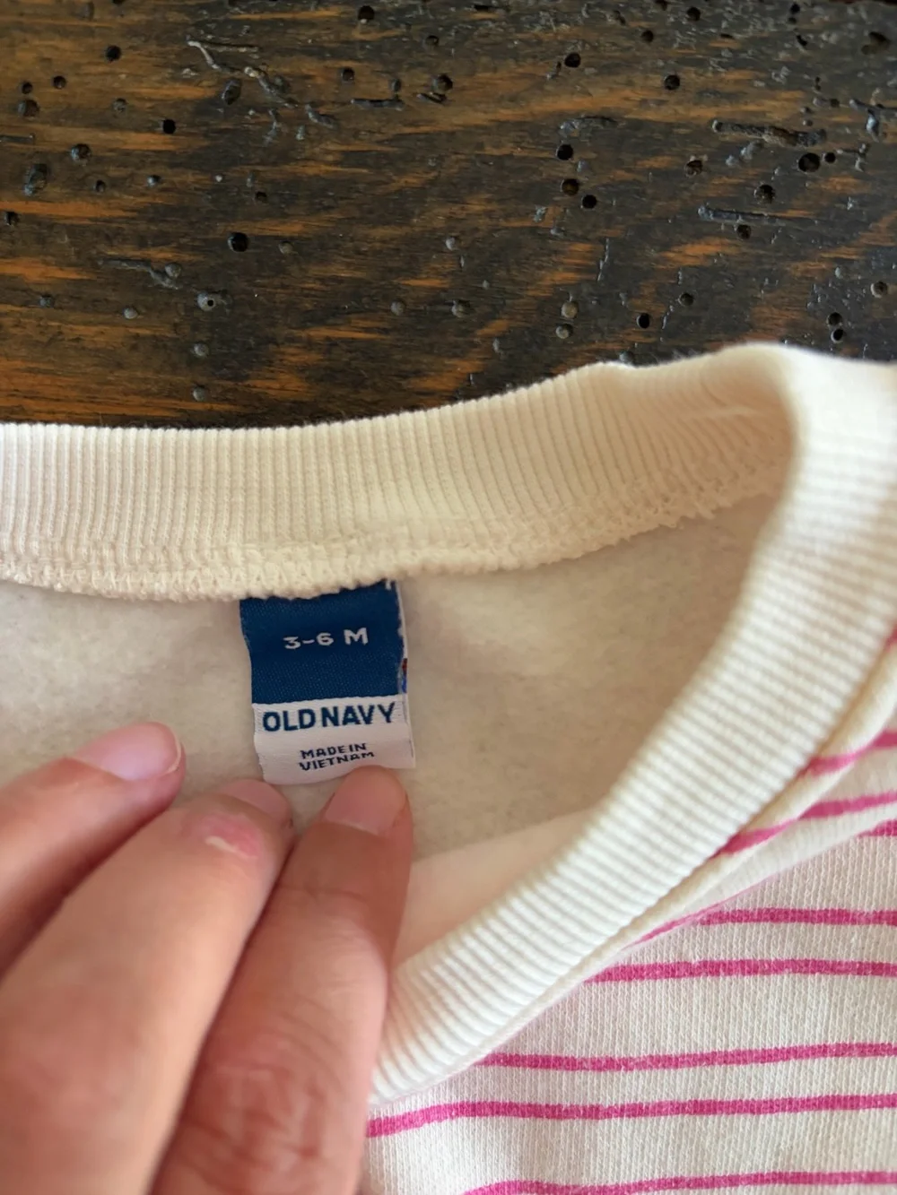 Old Navy Cream and Pink Striped Kids Sweatshirt